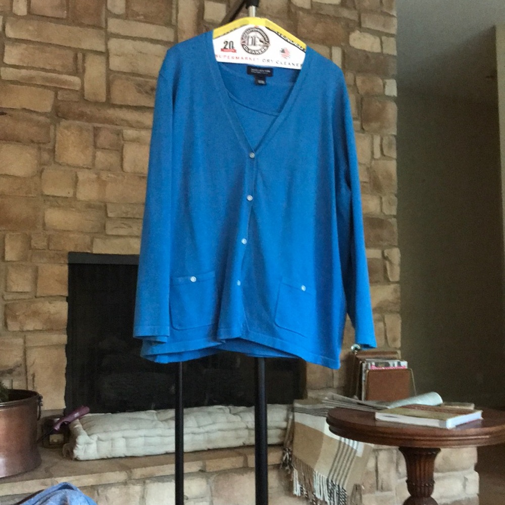 Jones of New York plus size sweater and shell.